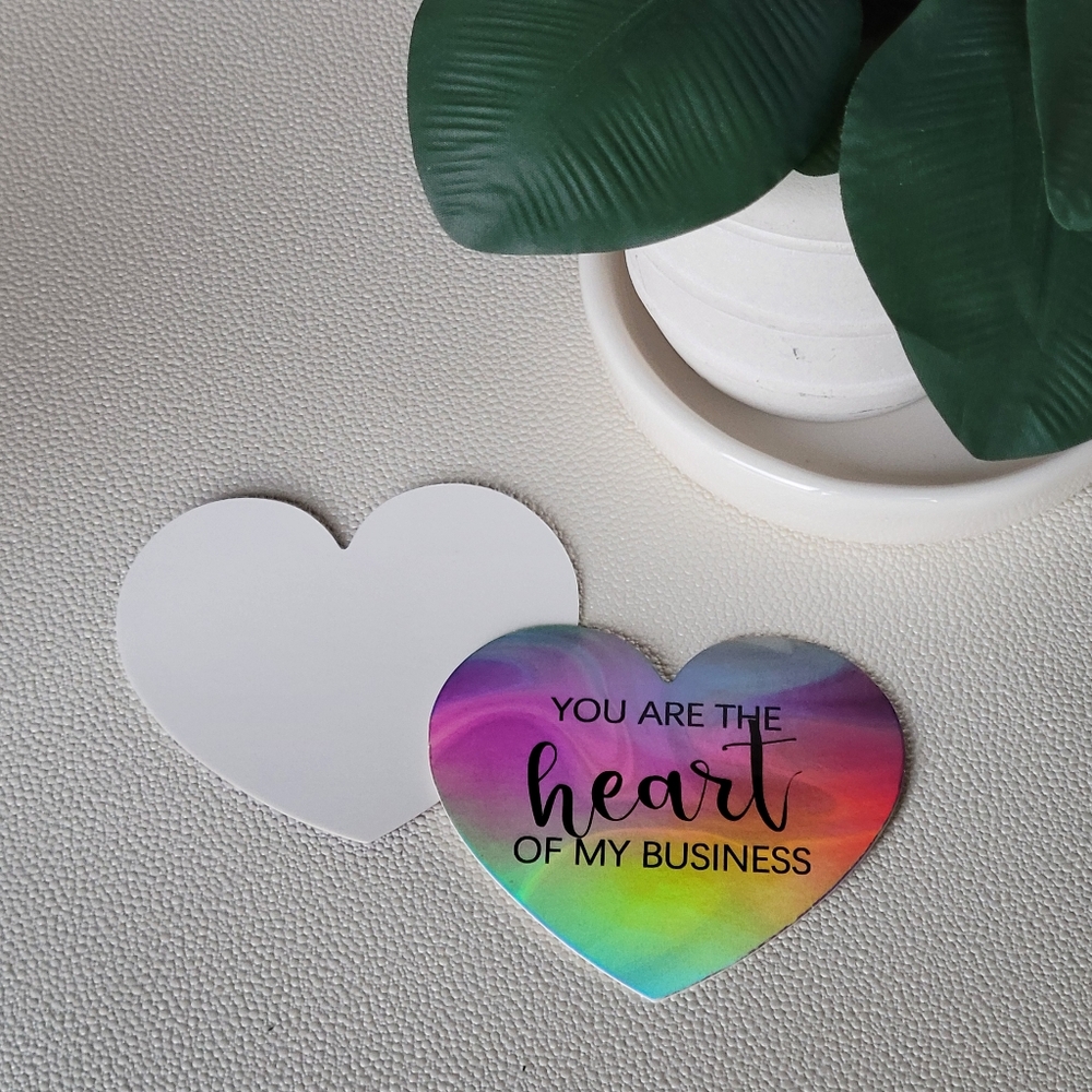 Holographic heart-shaped NEW 3" BUSINESS CARDS 20 pack thank yous